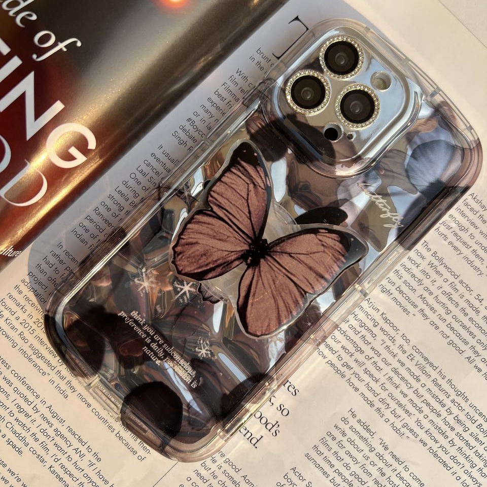 قاب آیفون Black Butterfly پروانه مشکی همراه با پاپ سوکت